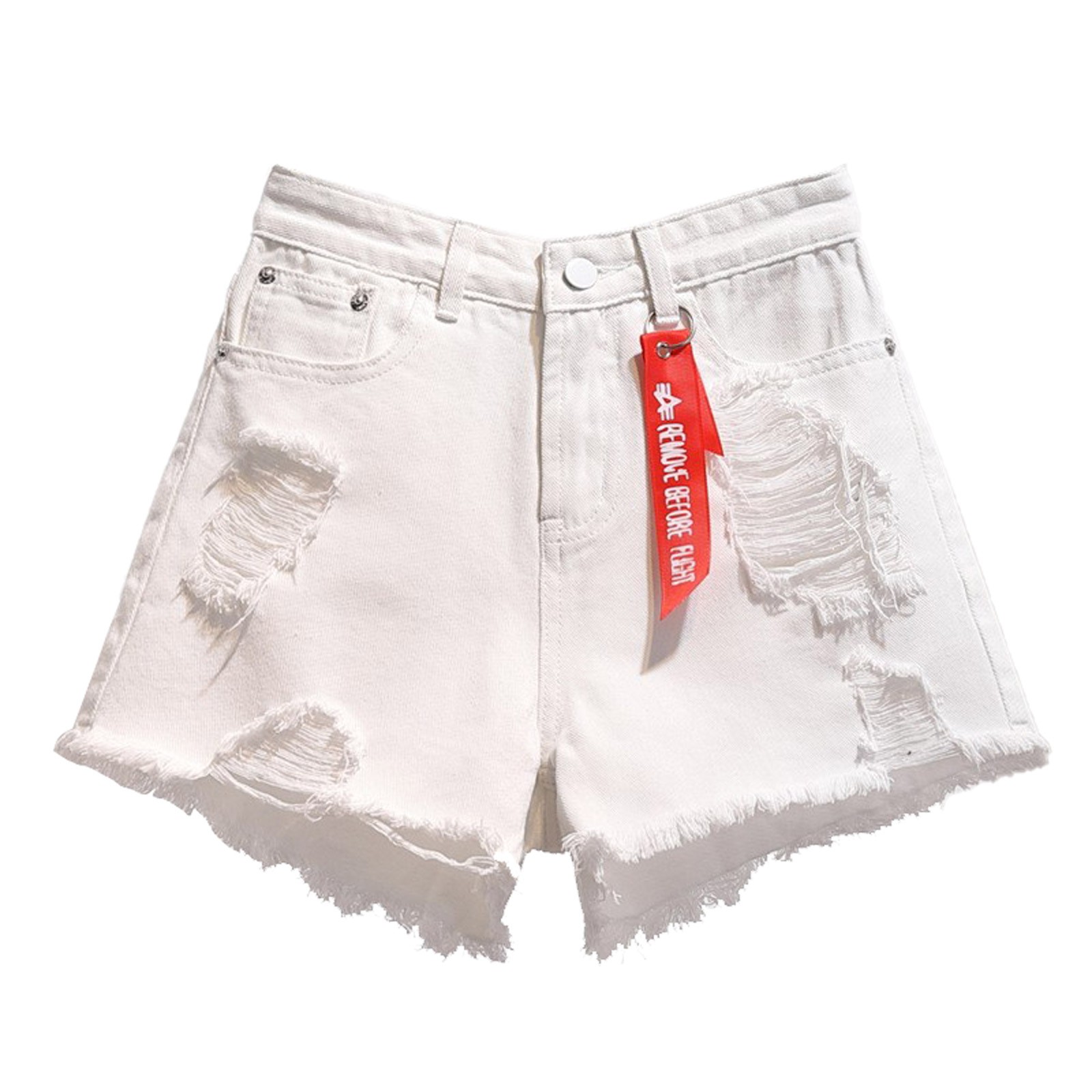thumbnail image 4 of Pantalones cortos ligeros de denim de pierna ancha para mujer - Cintura alta, corte holgado para verano, playa y uso informal (S-XXL), 4 of 5